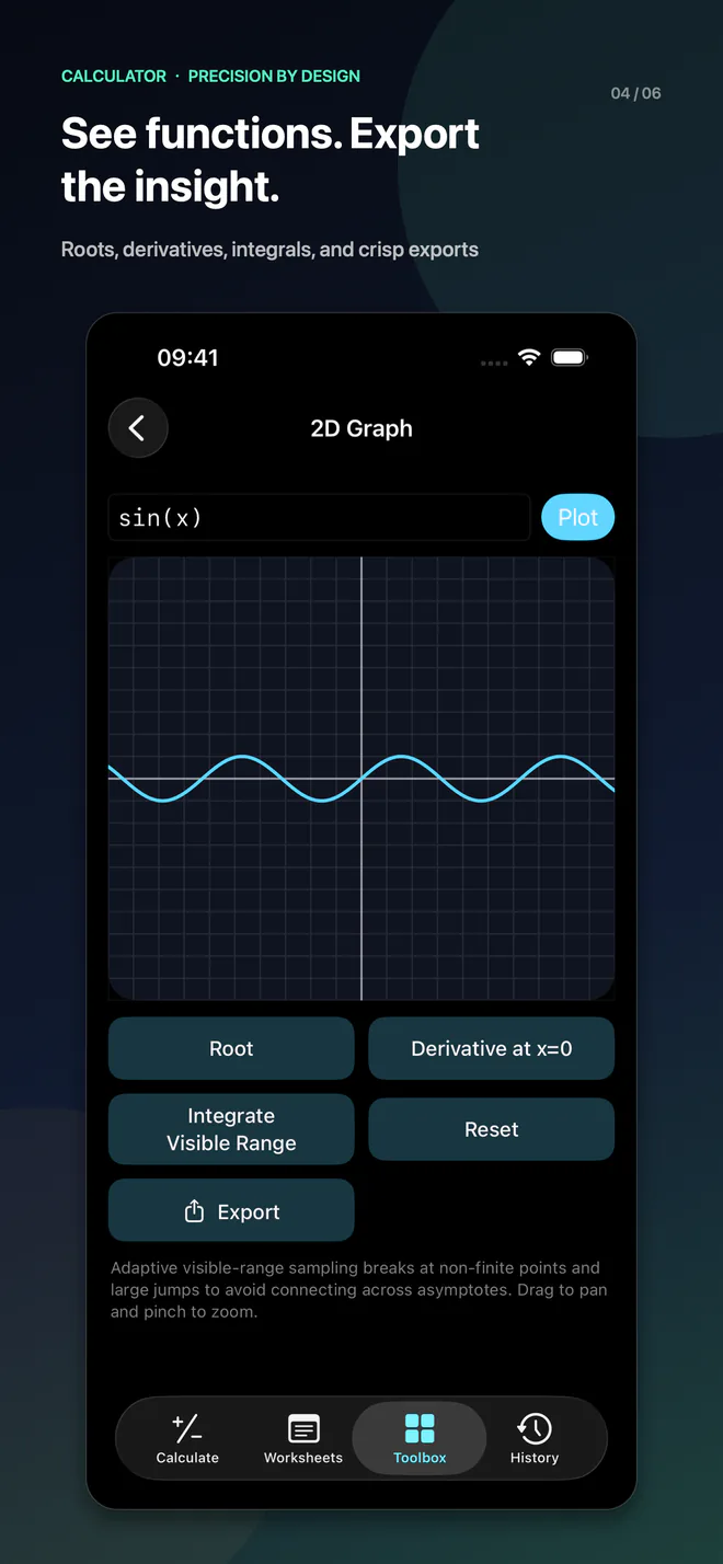 iPhone 6.5″ · Function plots and numerical analysis
