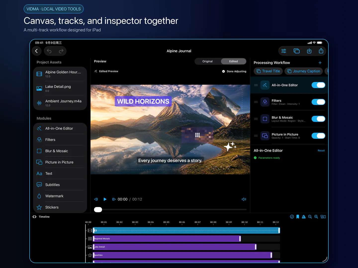 iPad multitrack editor
