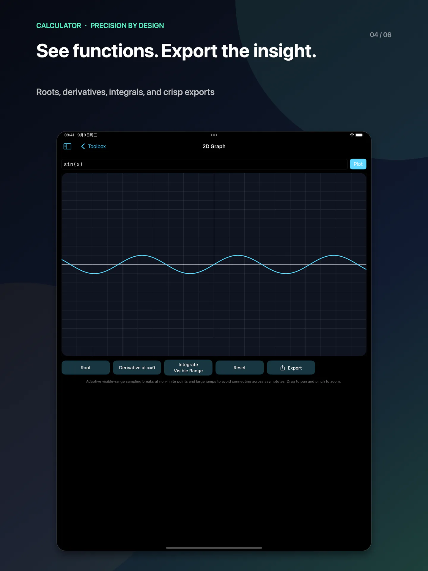 iPad 13″ · Function plots and numerical analysis