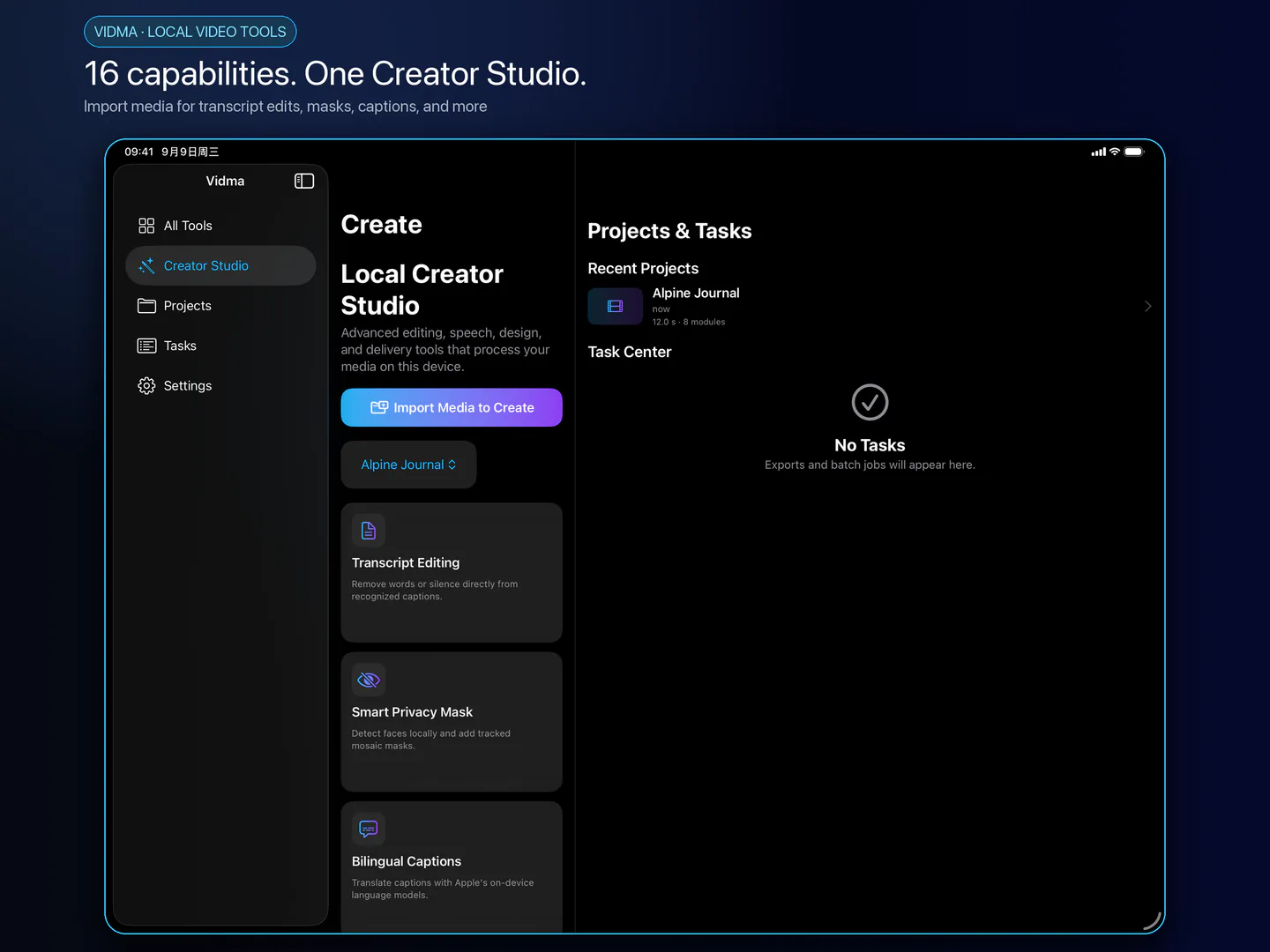 iPad creator workspace