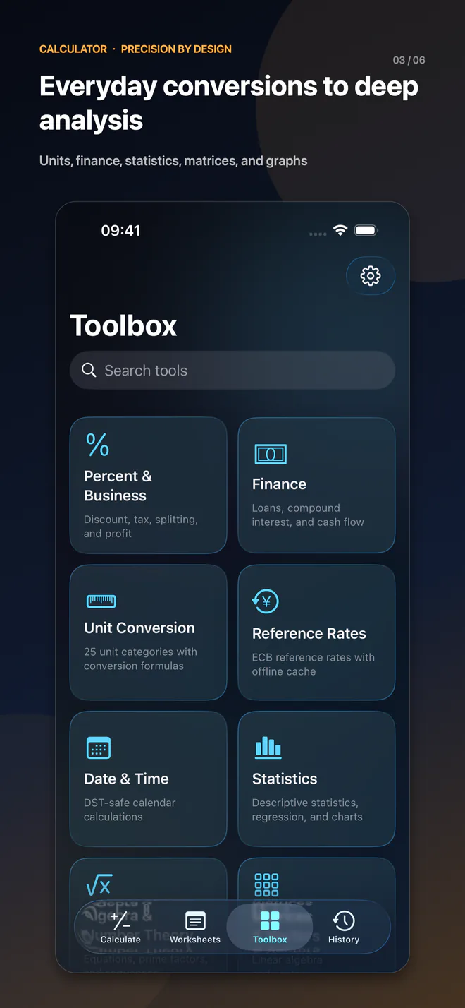 iPhone 6.5″ · Conversion, date and analysis tools